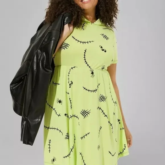 Torrid Disney The Nightmare Before Christmas Oogie Boogie Mini Hooded Dress NWT - Picture 2 of 11
